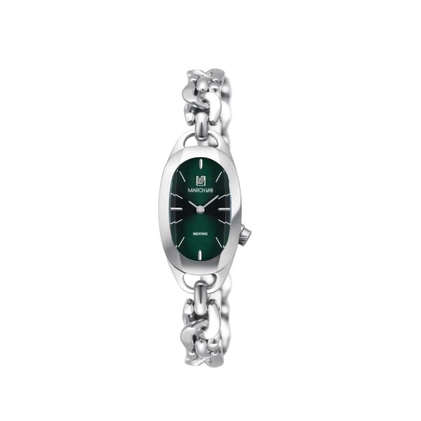 Montre March LA.B Oblongue Electrique Forest Gourmette Acier