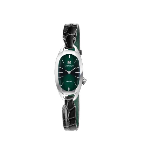 Montre March LA.B Oblongue Electrique Forest Alligator Noir