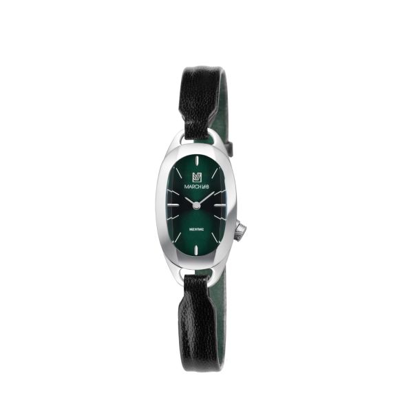 Montre March LA.B Oblongue Electrique Forest Chevreau Noir