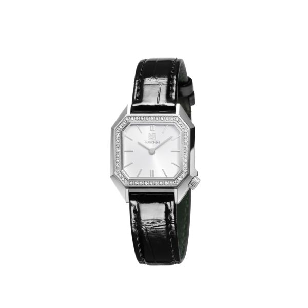Montre March LA.B Lady Mansart Electrique Diamants Acier Alligator Noir