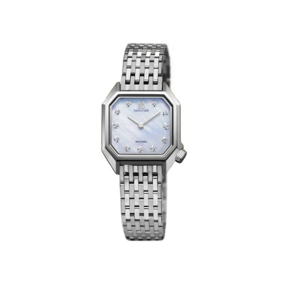 Montre March LA.B Lady Mansart Electrique Nacre Acier Acier poli-brossé 9 maillons