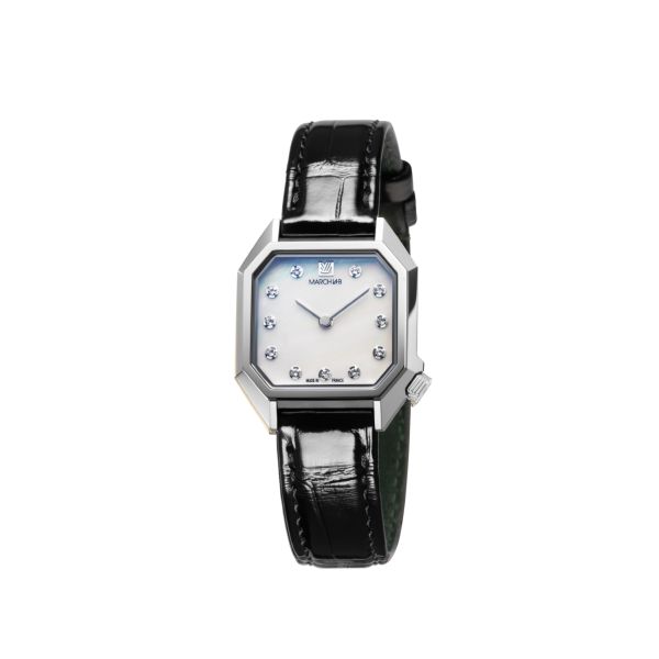Montre March LA.B Lady Mansart Electrique Nacre Acier Alligator Noir