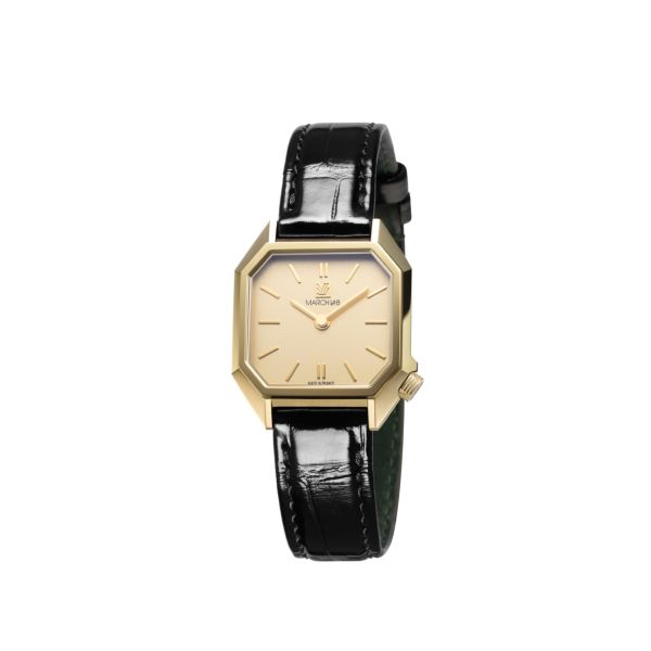 Montre March LA.B Lady Mansart Electrique Golden Hour Alligator Noir
