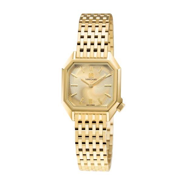 Montre March LA.B Lady Mansart Electrique Spirale Or Acier poli-brossé 9 maillons dorés