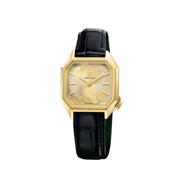 Montre March LA.B Lady Mansart Electrique Spirale Or Alligator Noir