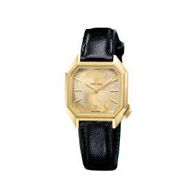 Montre March LA.B Lady Mansart Electrique Spirale Or Chevreau Noir