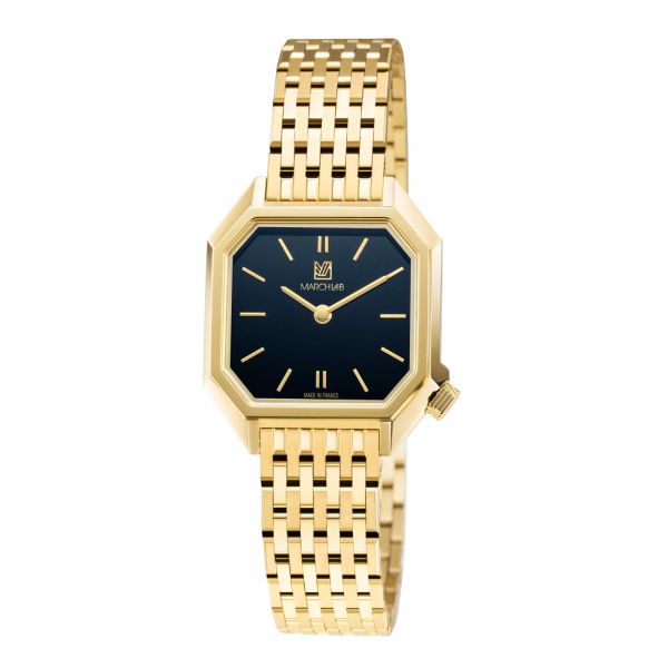 Montre March LA.B Milady Mansart Electrique Supreme Acier poli-brossé 9 maillons dorés
