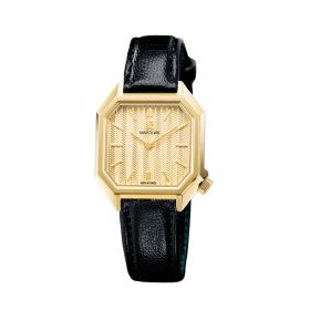 Montre March LA.B Milady Mansart Electrique Chevrons Or Chevreau Noir
