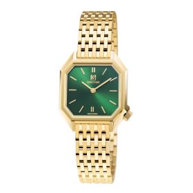 Montre March LA.B Milady Mansart Electrique Emerald Acier poli-brossé 9 maillons dorés