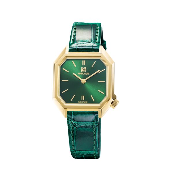 Montre March LA.B Milady Mansart Electrique Emerald Alligator Vert