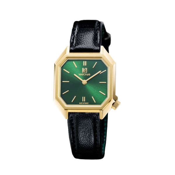 Montre March LA.B Milady Mansart Electrique Emerald Chevreau Noir
