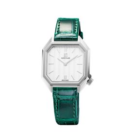 Montre March LA.B Milady Mansart Electrique Chevrons Blancs Alligator Vert