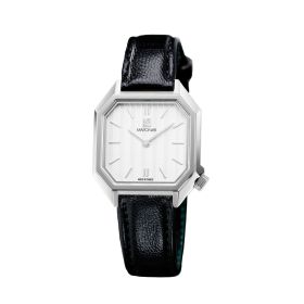 Montre March LA.B Milady Mansart Electrique Chevrons Blancs Chevreau Noir