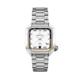 Montre March LA.B AM2 SLIM GMT Automatique Cadran Shelter Acier Brossé 3 maillons
