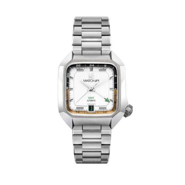 Montre March LA.B AM2 SLIM GMT Automatique Cadran Shelter Acier Brossé 3 maillons