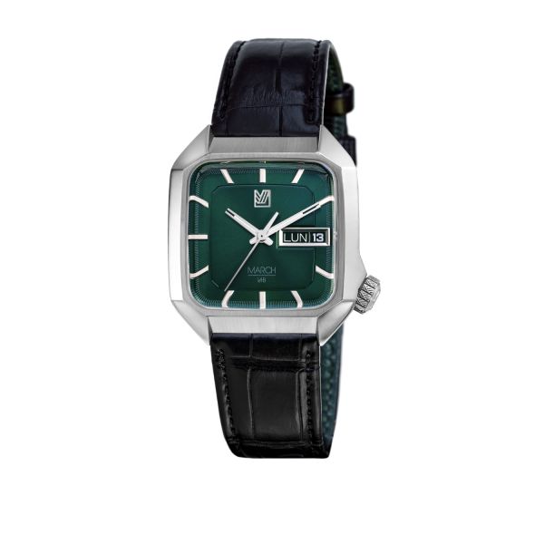 Montre March LA.B AM2 Slim Electrique Forest Alligator Noir
