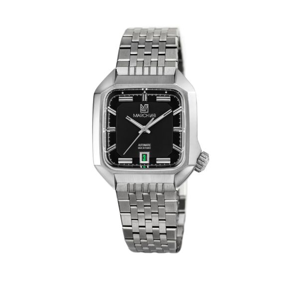 Montre March LA.B AM2 Slim Automatique Cadran Black Acier Brossé 7 Maillons