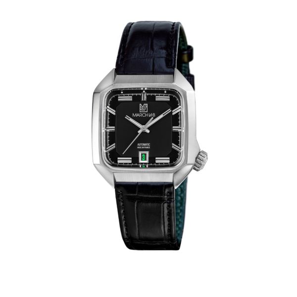 Montre March LA.B AM2 Slim Automatique Cadran Black Alligator Noir