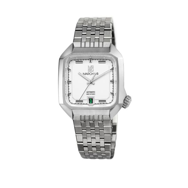 Montre March LA.B AM2 Slim Automatique Cadran White Acier Brossé 7 Maillons