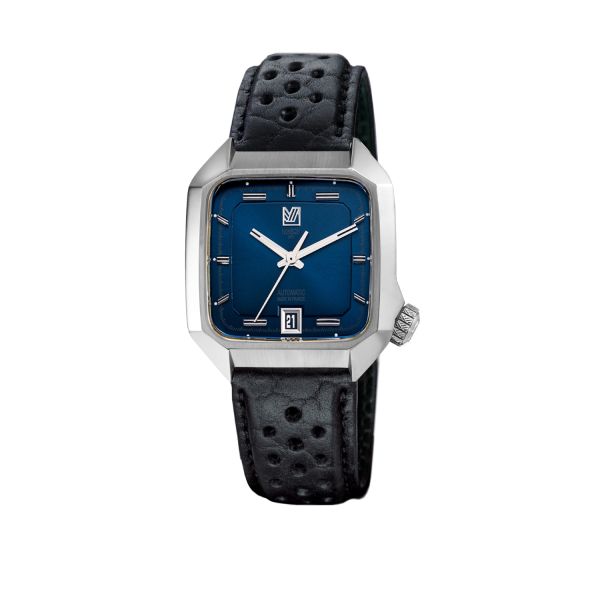 Montre March LA.B AM2 Slim Automatique Cadran Navy Bison Sauvage Perforé Noir