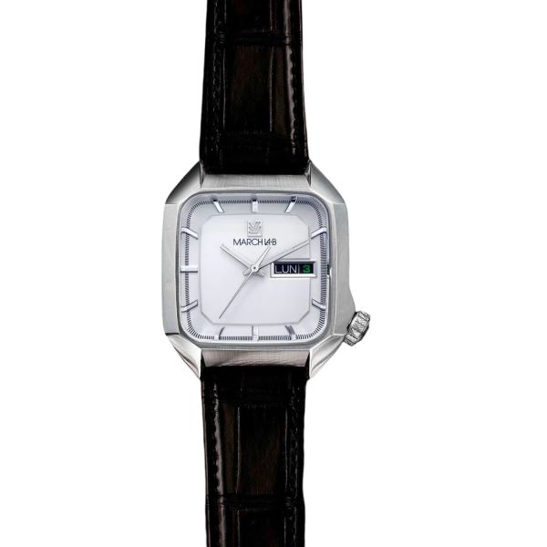 Montre March LA.B AM2 Slim Electrique White Alligator Noir