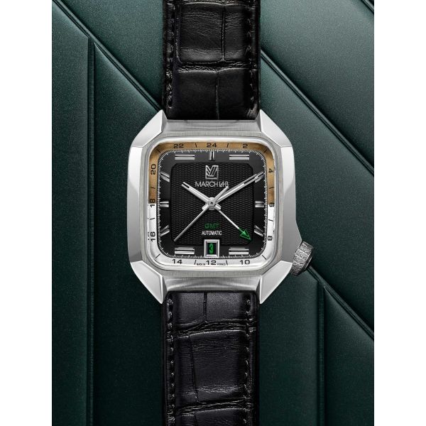 Montre March LA.B AM2 SLIM GMT Automatique Cadran Empire Alligator Noir
