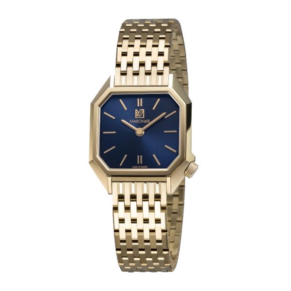 Montre March LA.B Dandy Mansart Electrique Amiral Acier poli-brossé 9 Maillons dorés