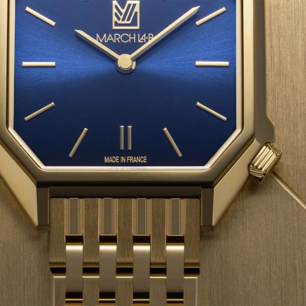 Montre March LA.B Dandy Mansart Electrique Amiral Acier poli-brossé 9 Maillons dorés