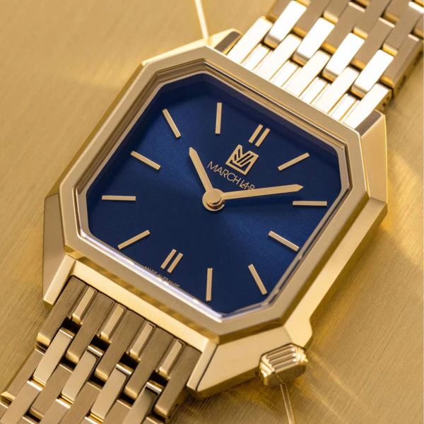 Montre March LA.B Dandy Mansart Electrique Amiral Acier poli-brossé 9 Maillons dorés