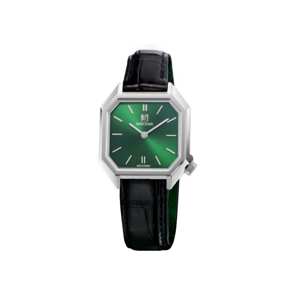 Montre March LA.B Milady Mansart Electrique Forest Alligator Noir