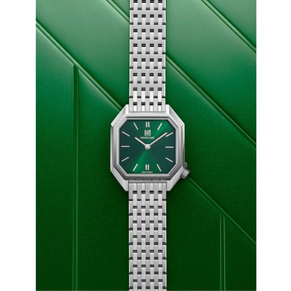 Montre March LA.B Milady Mansart Electrique Forest Acier poli-brossé 9 maillons