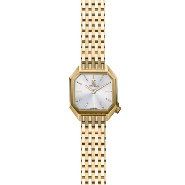 Montre March LA.B Milady Mansart Electrique Continental Acier poli-brossé 9 maillons dorés