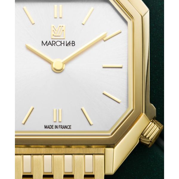 Montre March LA.B Milady Mansart Electrique Continental Acier poli-brossé 9 maillons dorés