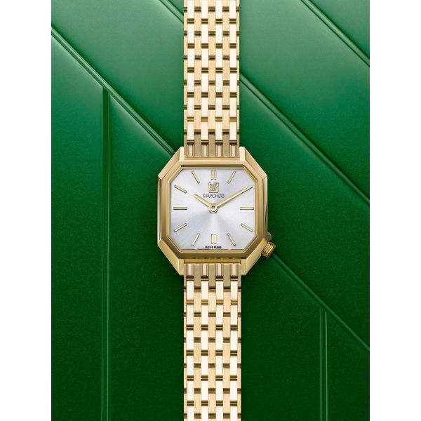 Montre March LA.B Milady Mansart Electrique Continental Acier poli-brossé 9 maillons dorés