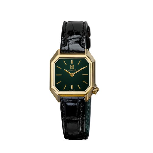 Montre March LA.B Lady Mansart Electrique Or 18k Grall Alligator Noir