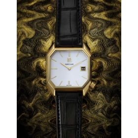 Montre March LA.B Lady Mansart Electrique Or 18k Continental Alligator Noir