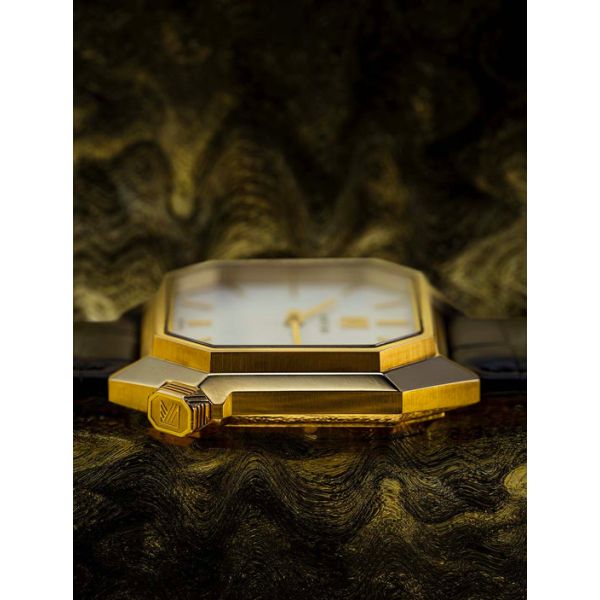 Montre March LA.B Lady Mansart Electrique Or 18k Continental Alligator Noir