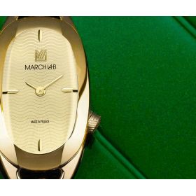 Montre March LA.B Oblongue Electrique Gold Chevreau Noir