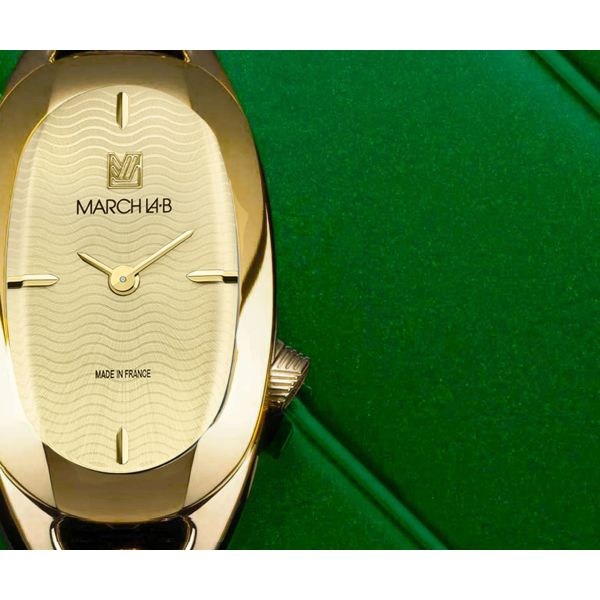 Montre March LA.B Oblongue Electrique Gold Chevreau Noir