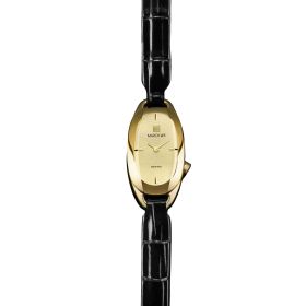 Montre March LA.B Oblongue Electrique Gold Alligator Noir