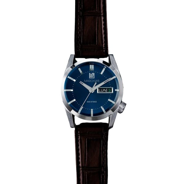 Montre March LA.B AM89 Electrique Navy Alligator Marron