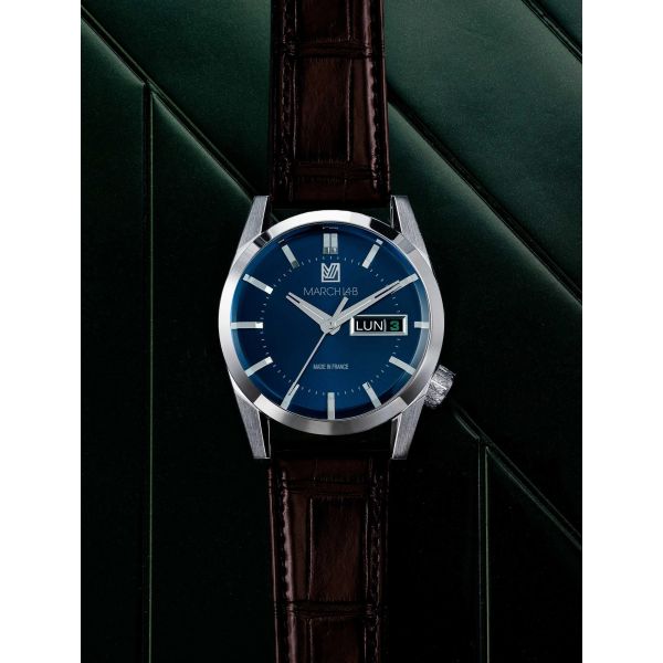 Montre March LA.B AM89 Electrique Navy Alligator Marron