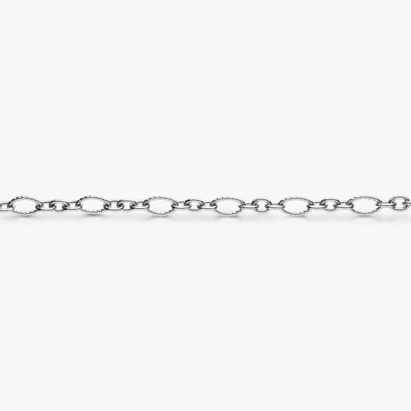 Chaine Arthus Bertrand Maille Ovale Striee 50cm Argent