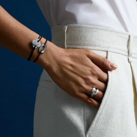 Bracelet Arthus Bertrand Enlace S-lien Noir Argent Rhod