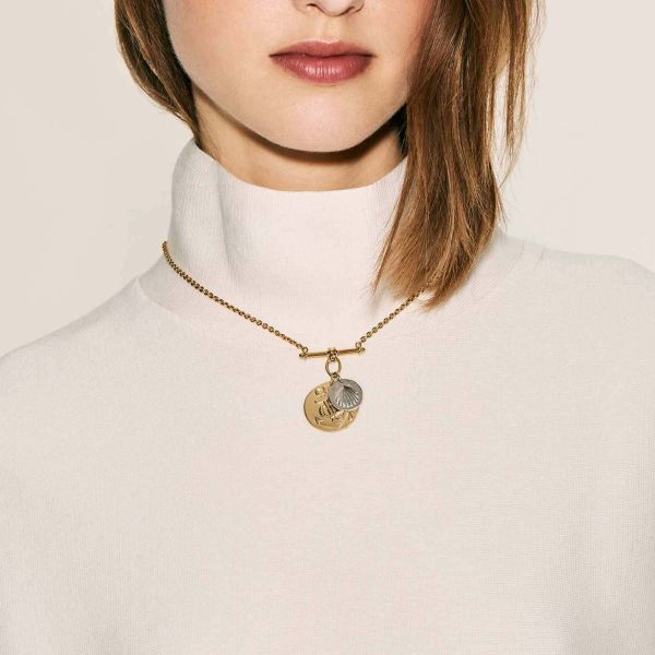Collier Arthus Bertrand Trapeze Gm Anneau Ouvr 42cm Vermeil
