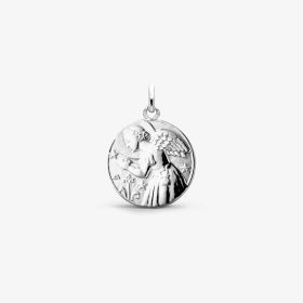 Médaille Arthus Bertrand Ange Au Lys 18mm Or Blanc Poli