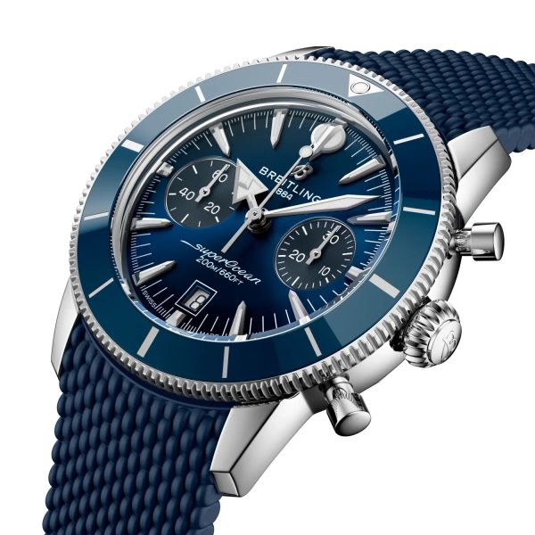 Montre Breitling SuperOcean Heritage B01 Chrono 42mm Cadran Bleu Bracelet Caoutchouc Bleu