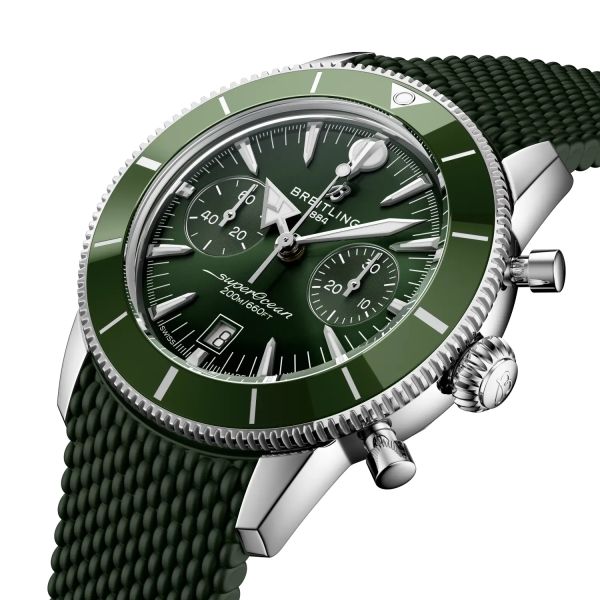 Montre Breitling SuperOcean Heritage B01 Chrono 42mm Cadran Vert Bracelet Caoutchouc Vert