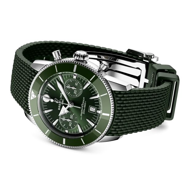 Montre Breitling SuperOcean Heritage B01 Chrono 42mm Cadran Vert Bracelet Caoutchouc Vert