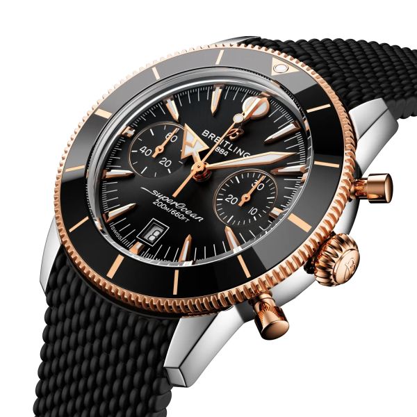 Montre Breitling SuperOcean Heritage B01 Chrono 42mm Cadran Noir Bracelet Caoutchouc Noir